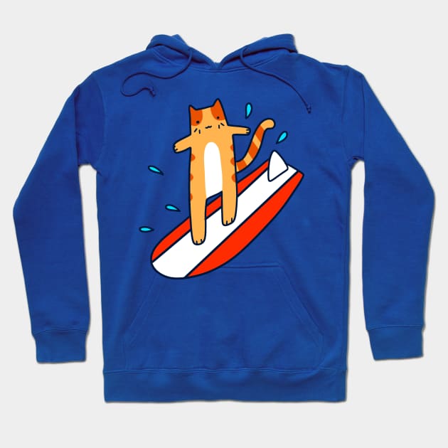 Surfing Tabby Cat Hoodie by saradaboru